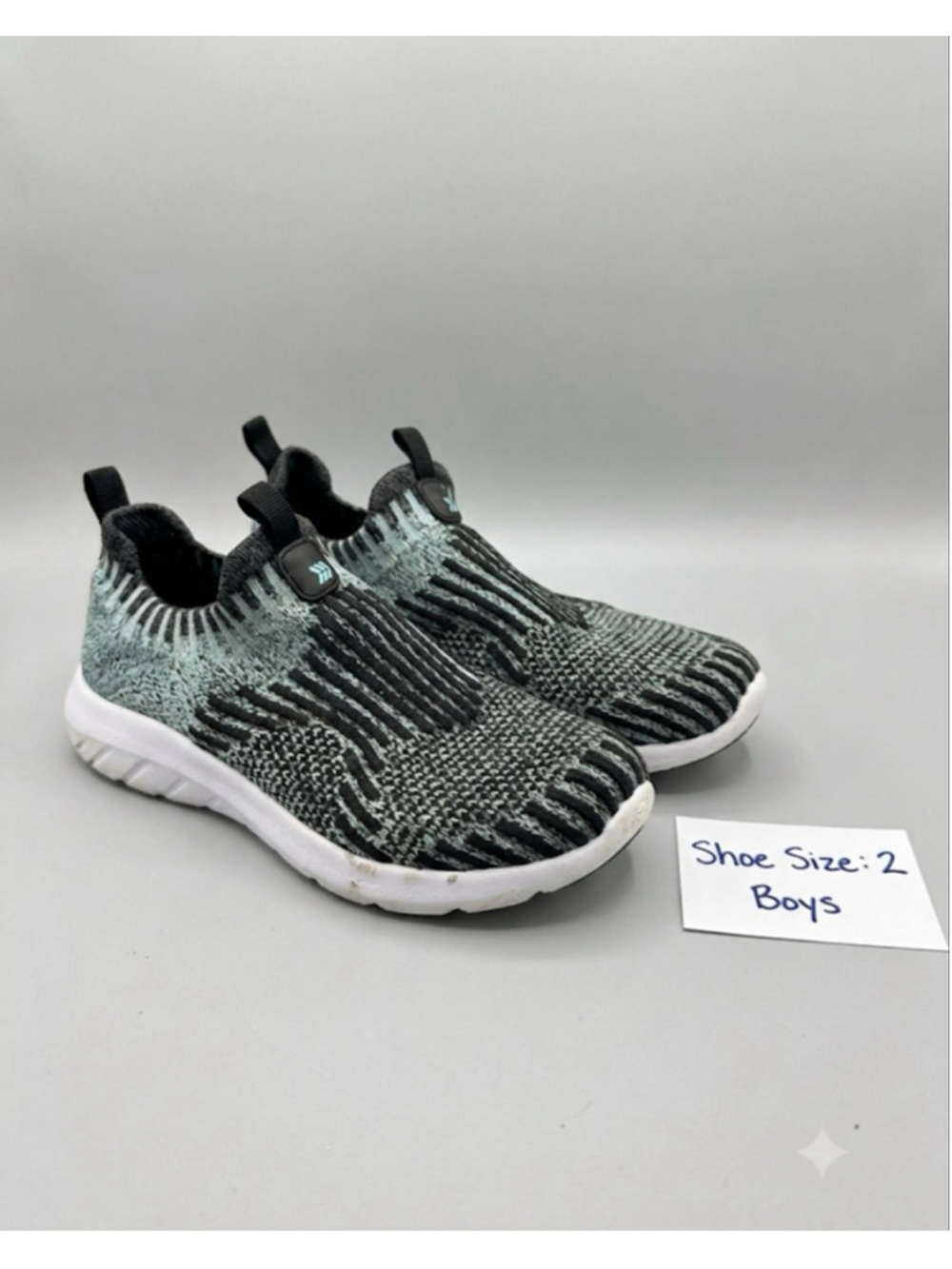 Boys Ortholite Pullon Sneakers Boy Size 2 Black Teal